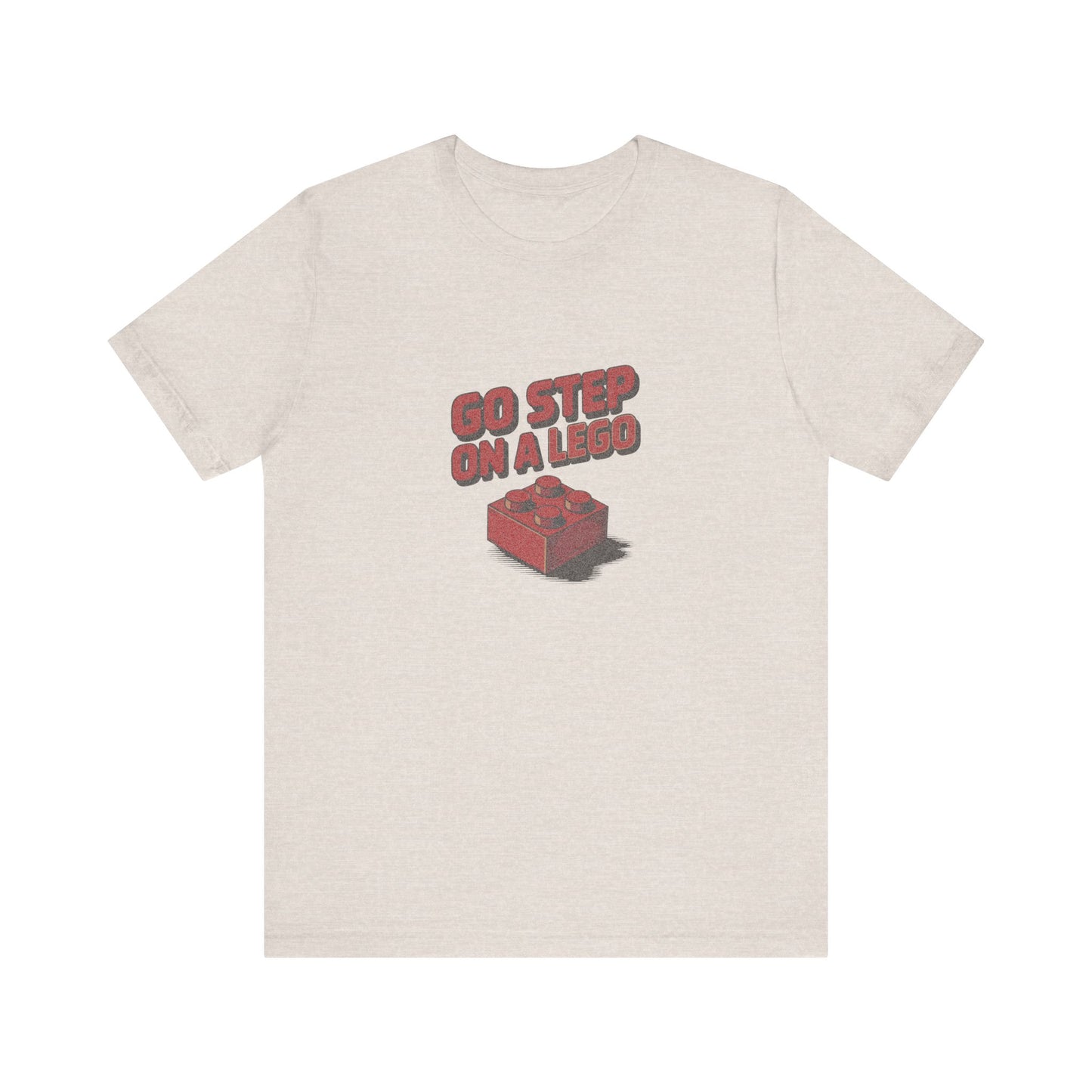 Go Step on a LEGO — Red Plastic Brick Retro Tee (Light)