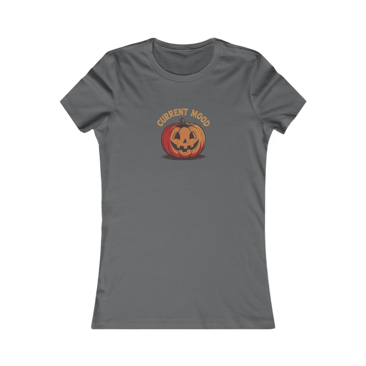 Current Mood (Classic Pumpkin) — Retro Halloween Women's Tee (Dark)