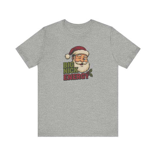 Big Nick Energy — Retro Santa Christmas Tee (Light)