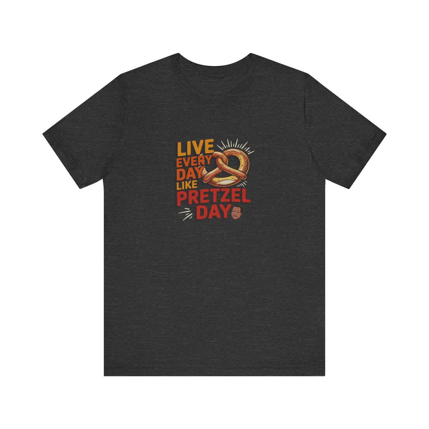 Live Every Day Like Pretzel Day — Stanley Hudson Retro Tee (Dark)