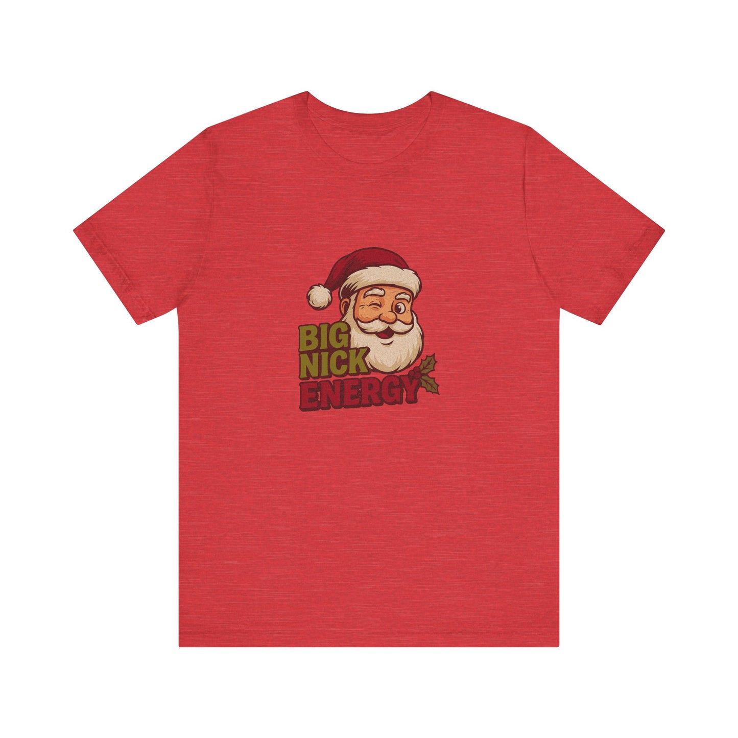 Big Nick Energy — Retro Santa Christmas Tee (Light)