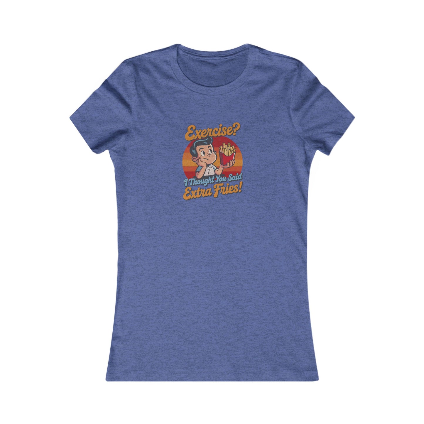 Exercise? I Thought You Said Extra Fries! — Retro Women's Tee (Dark)