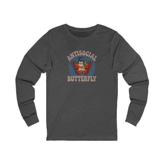Antisocial Butterfly (Male) — Retro Workout Long Sleeve (Dark)