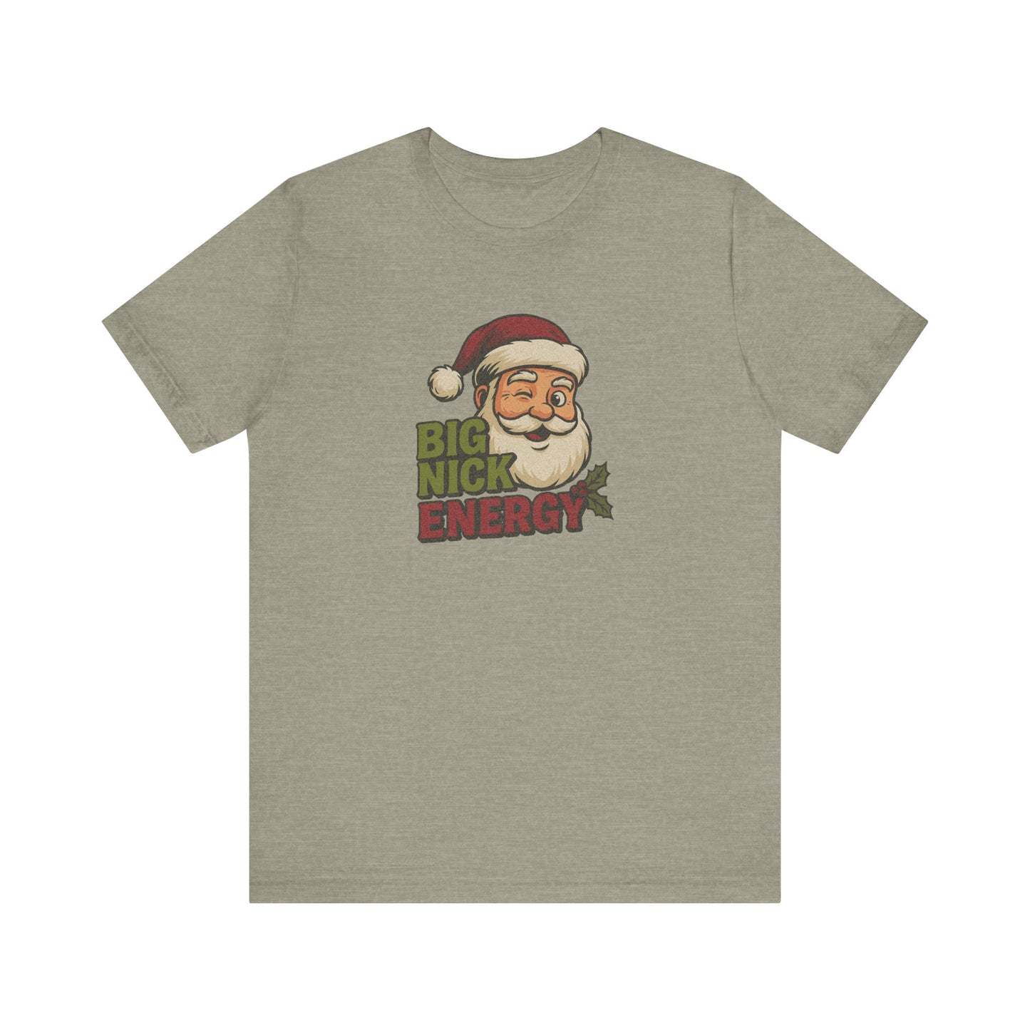 Big Nick Energy — Retro Santa Christmas Tee (Light)