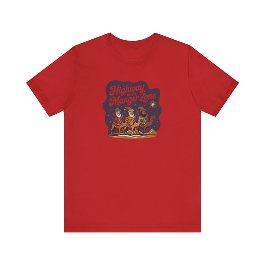 Highway to the Manger Zone — Top Gun Christmas Retro Tee (Light)