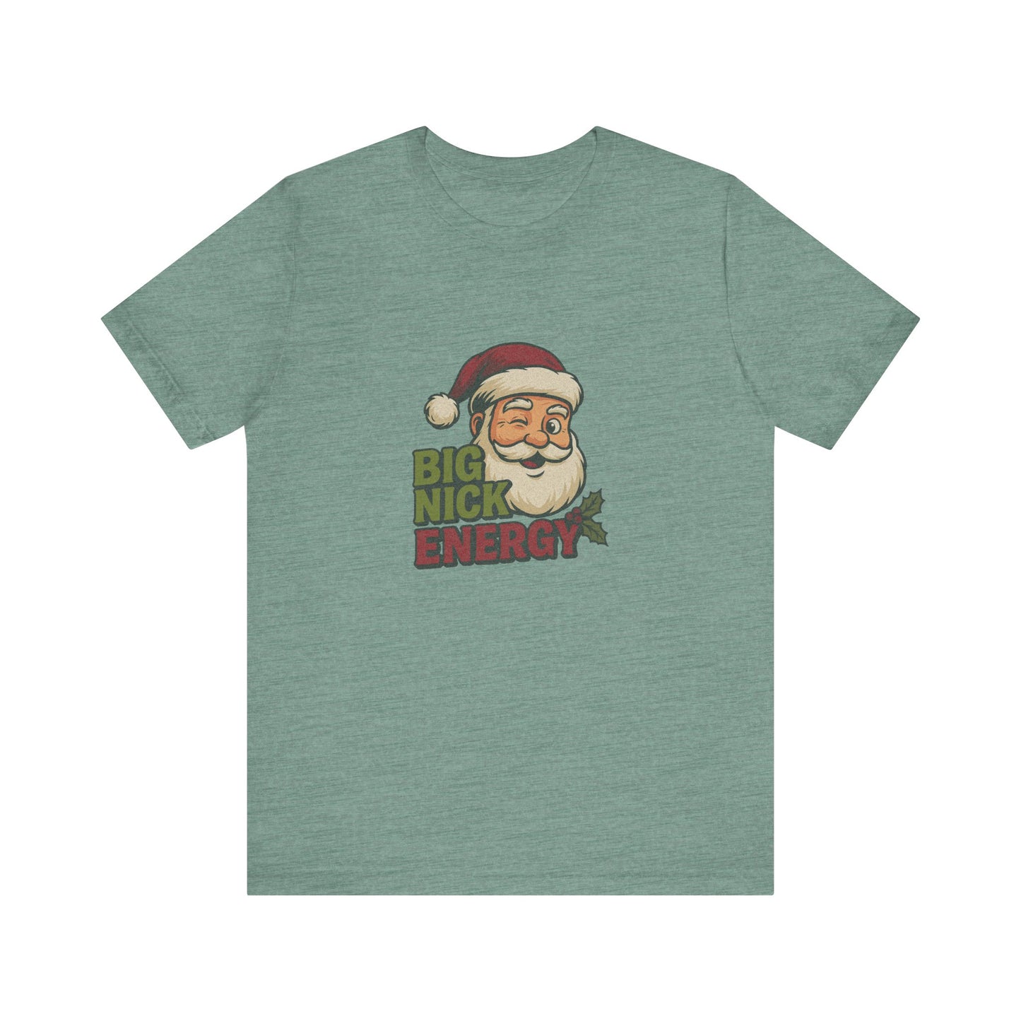 Big Nick Energy — Retro Santa Christmas Tee (Light)