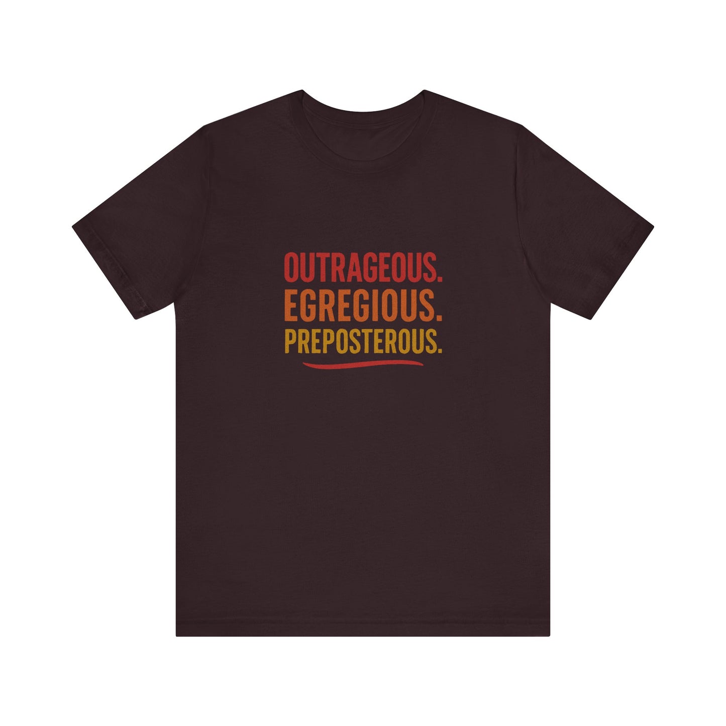 Outrageous Egregious Preposterous (Warm Gradient) — Seinfeld Retro Tee (Dark)