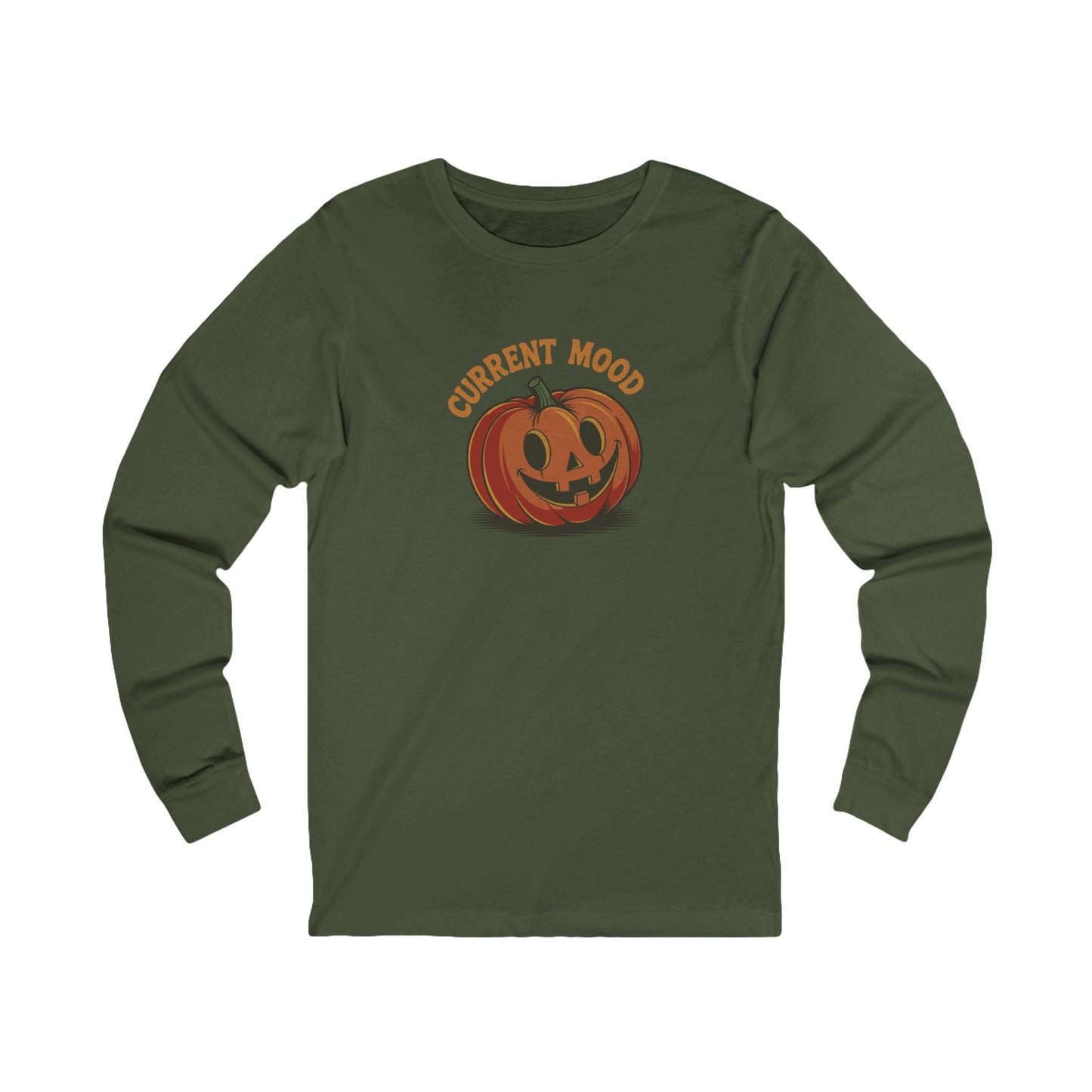 Current Mood (Cute Pumpkin) — Retro Halloween Long Sleeve (Dark)