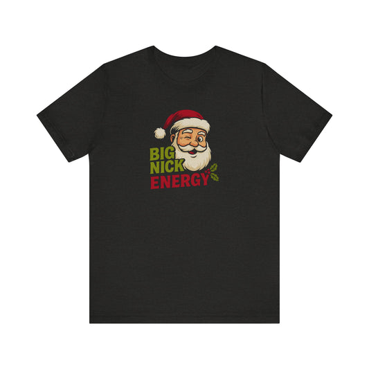 Big Nick Energy — Retro Santa Christmas Tee (Dark)