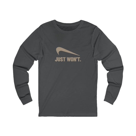 Just Won’t Athletic Parody — Retro Workout Long Sleeve (Dark)