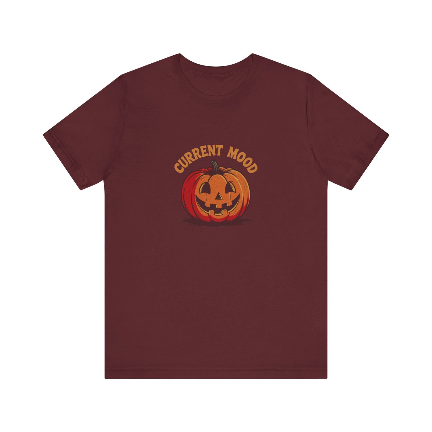 Current Mood (Classic Pumpkin) — Retro Halloween Tee (Dark)