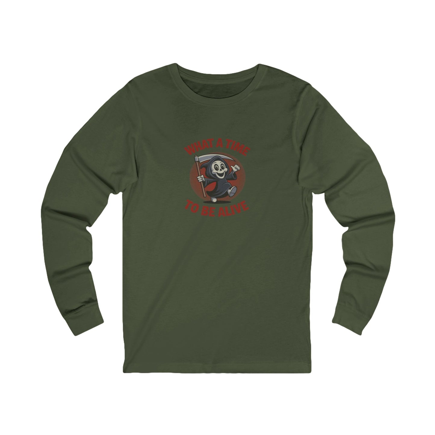 What a Time to Be Alive (Cute) — Lil Reaper Retro Long Sleeve (Dark)