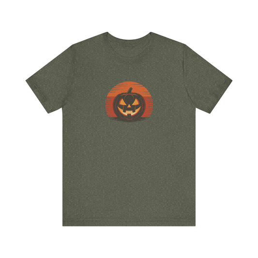 Retro Jack: Sliced Sunset — Halloween Sunset Tee (Dark)