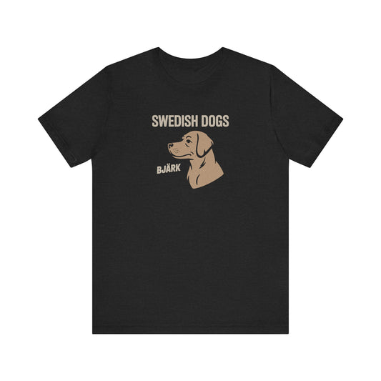 His Bjärk Is Worse Than His Bite – Minimalist Dog Pun Retro Tee (Dark)