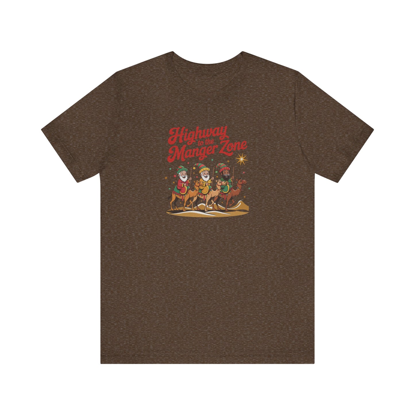 Highway to the Manger Zone — Top Gun Christmas Retro Tee (Dark)