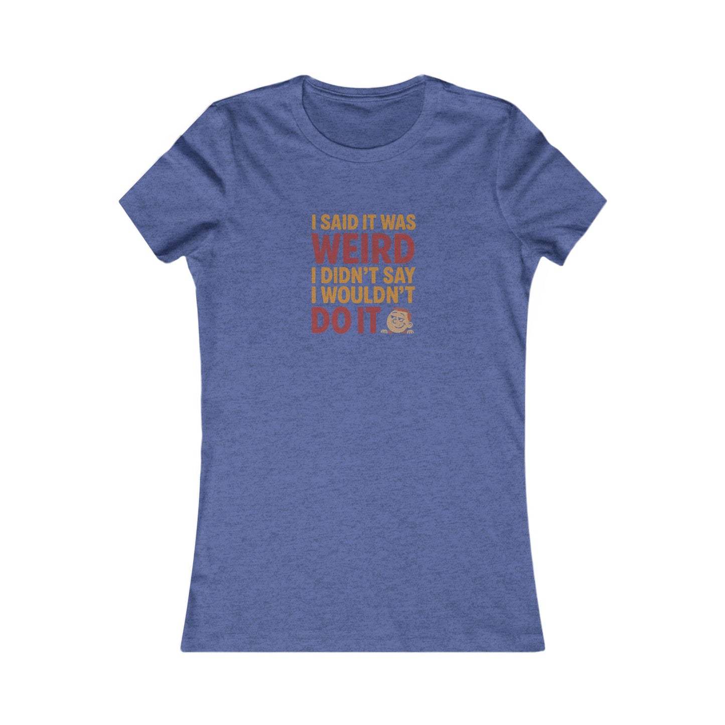 It's Weird, But I'm Interested (Colorful) — Retro Women's Tee (Dark)