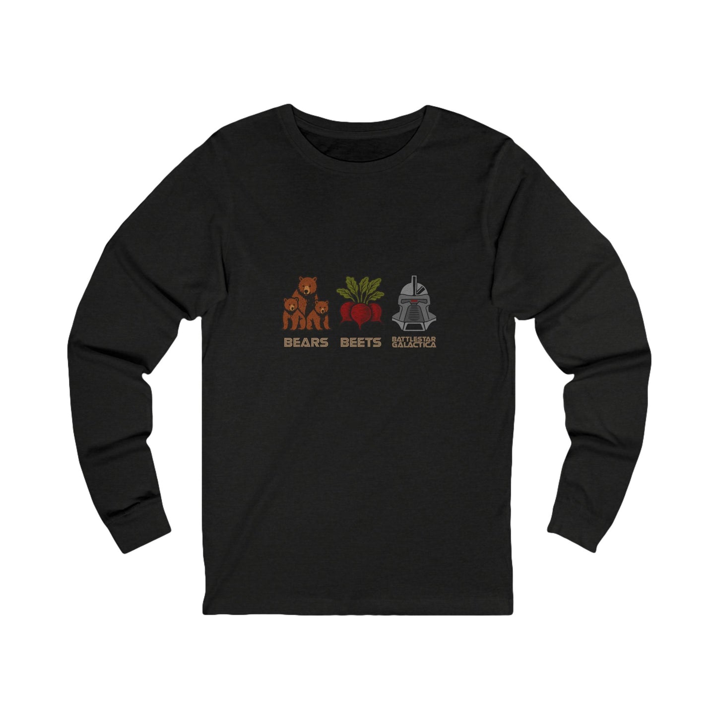 Bears, Beets, Battlestar (Captions) — Retro Long Sleeve (Dark)
