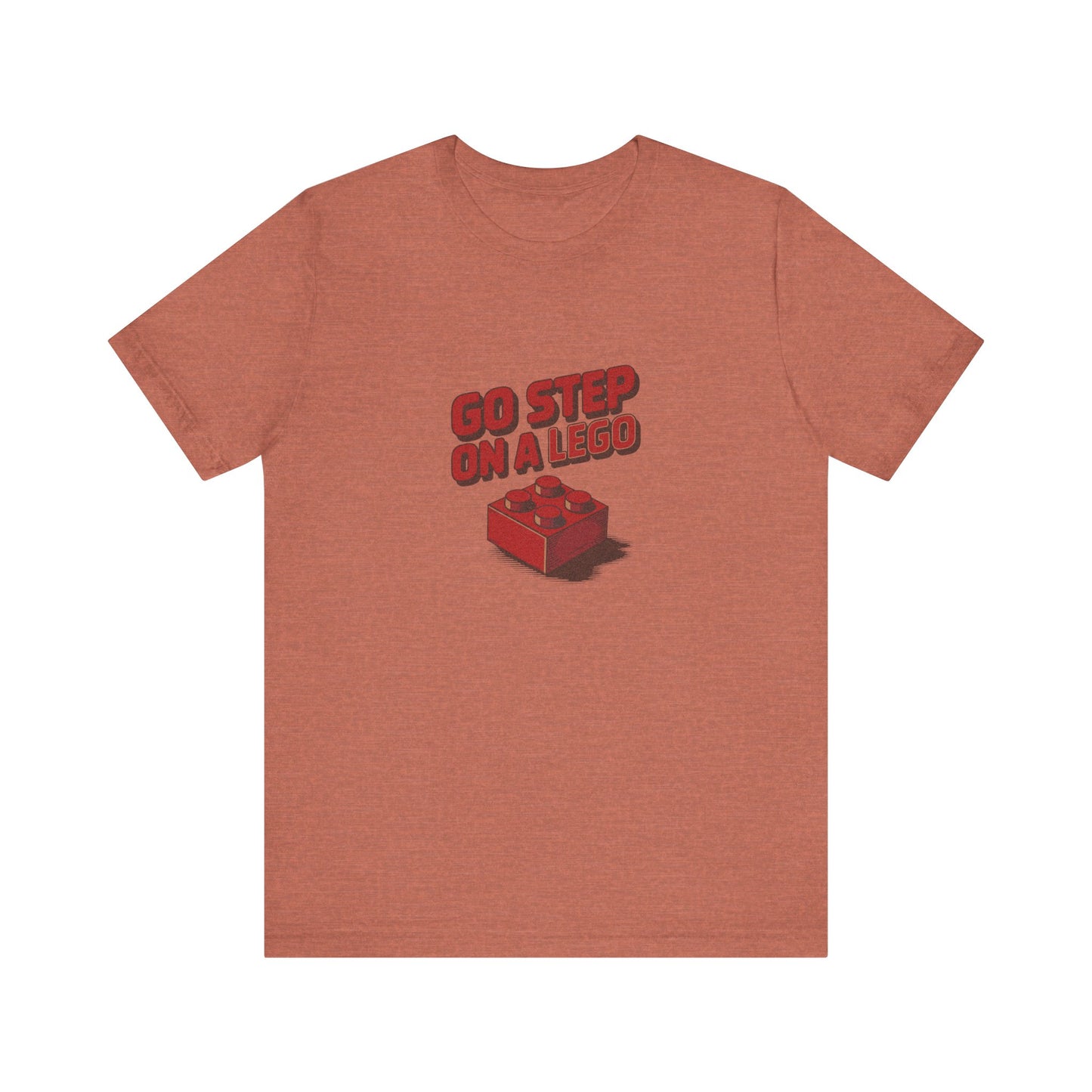 Go Step on a LEGO — Red Plastic Brick Retro Tee (Light)