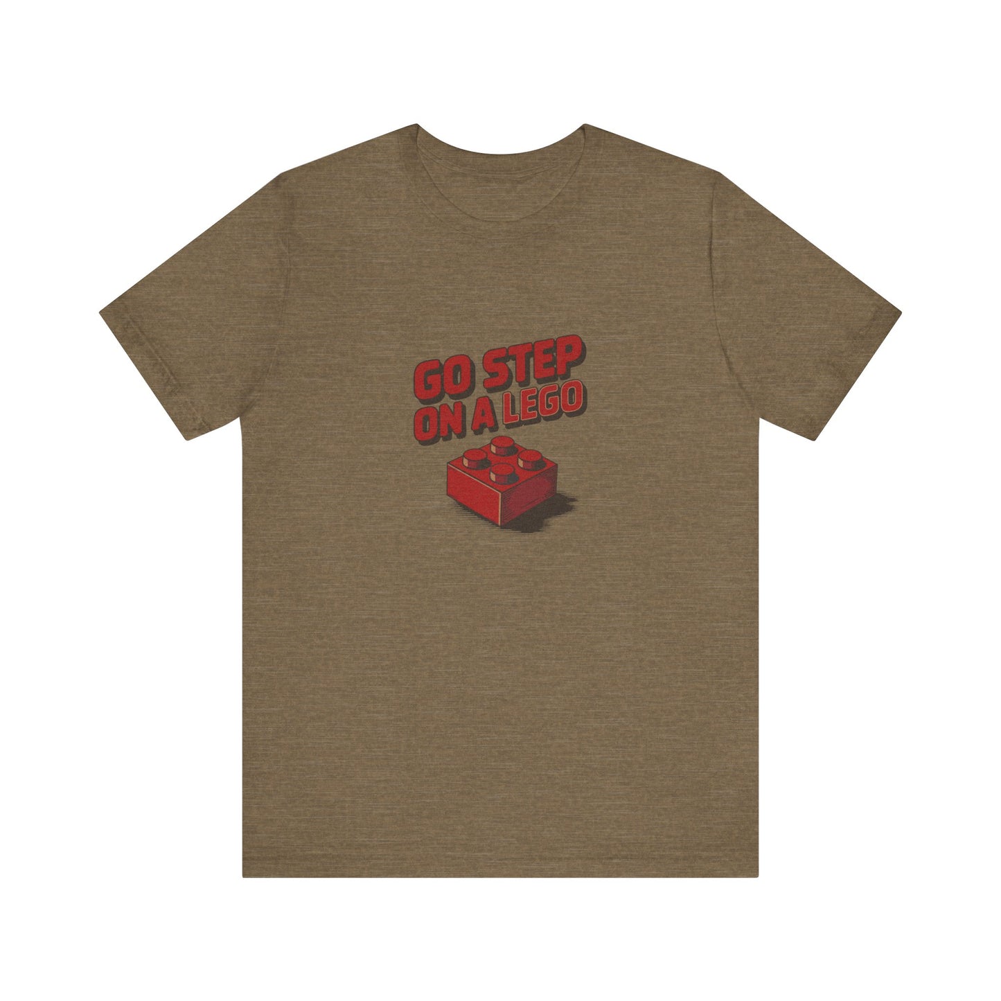 Go Step on a LEGO — Red Plastic Brick Retro Tee (Light)