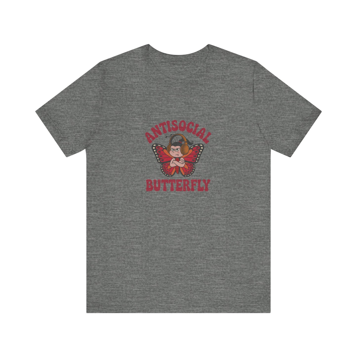 Antisocial Butterfly (Female) — Retro Workout Tee (Light)