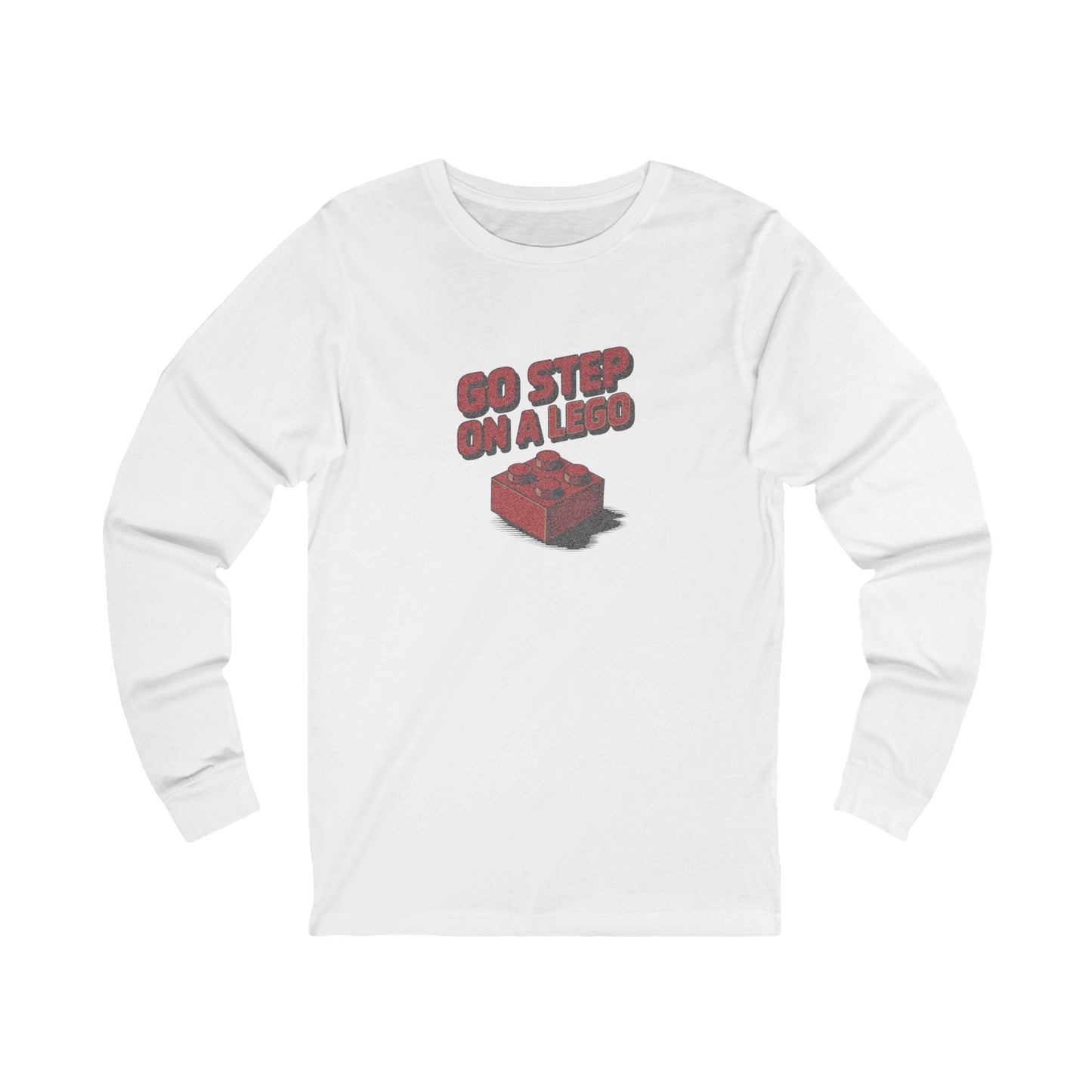Go Step on a LEGO — Red Plastic Brick Retro Long Sleeve (Light)