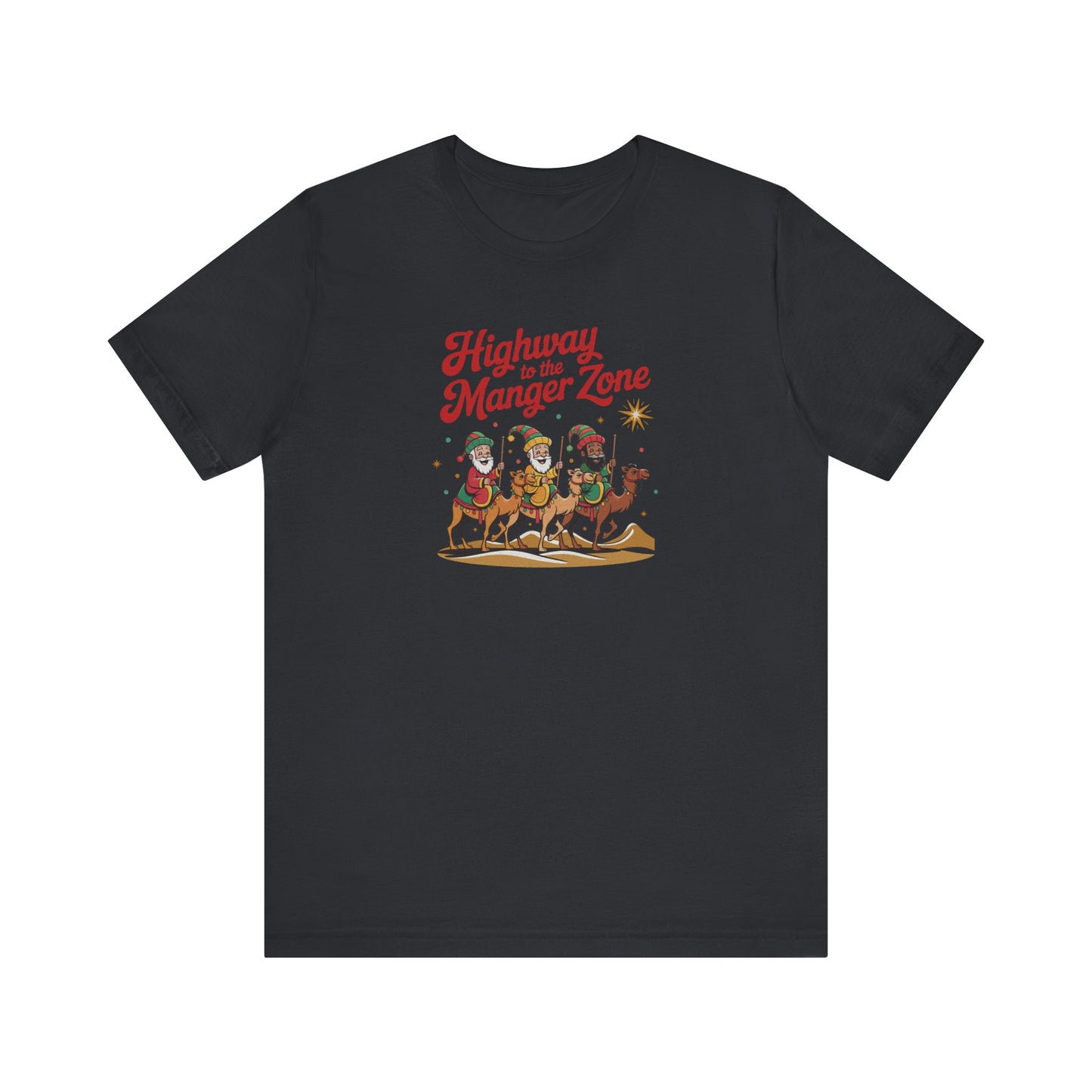 Highway to the Manger Zone — Top Gun Christmas Retro Tee (Dark)