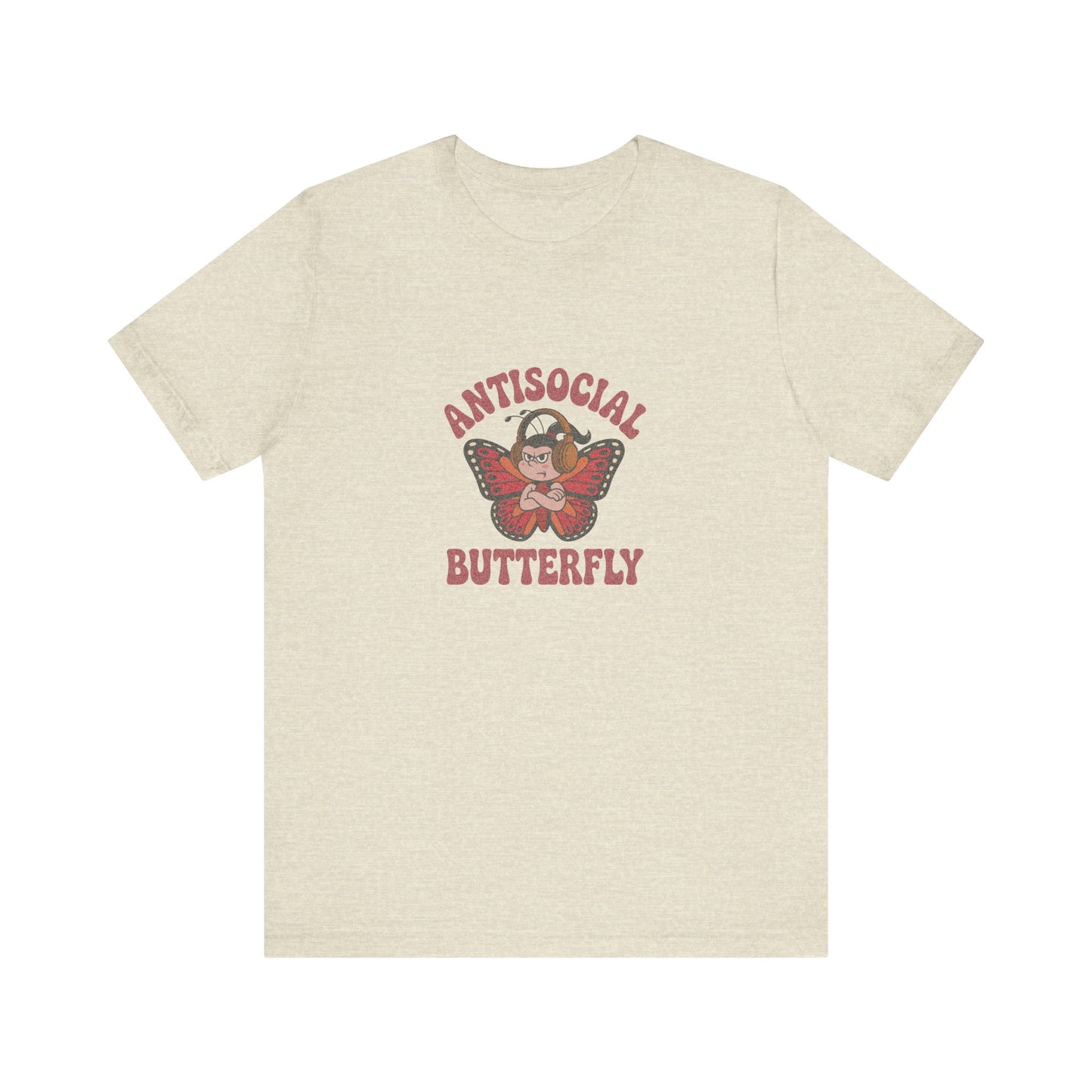 Antisocial Butterfly (Female) — Retro Workout Tee (Light)