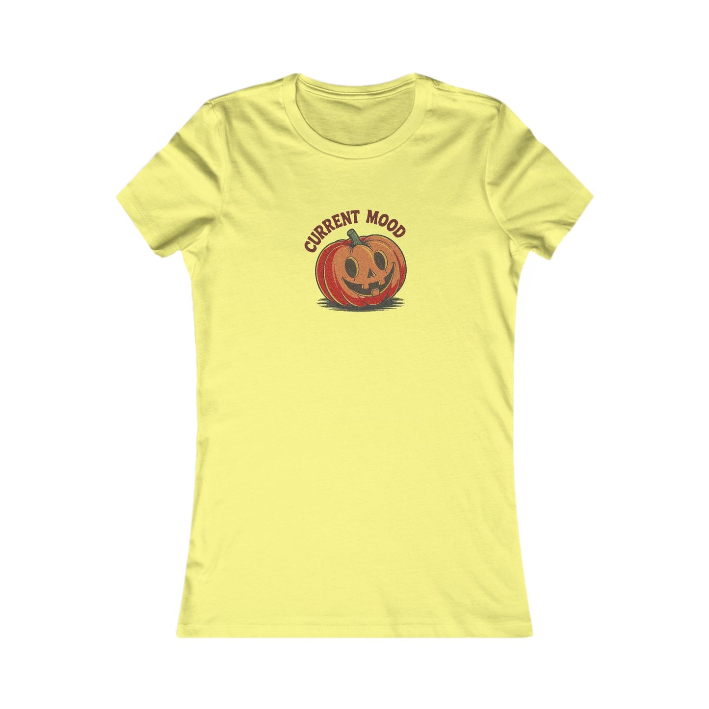 Current Mood (Cute Pumpkin) — Retro Halloween Women's Tee (Light)