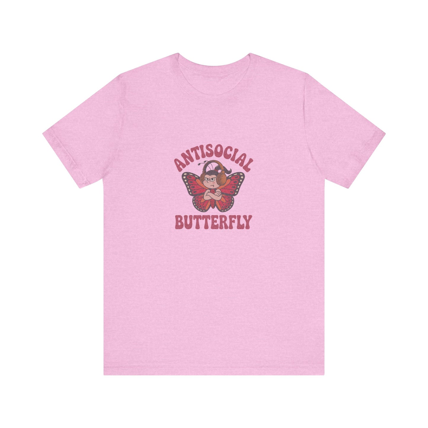 Antisocial Butterfly (Female) — Retro Workout Tee (Light)