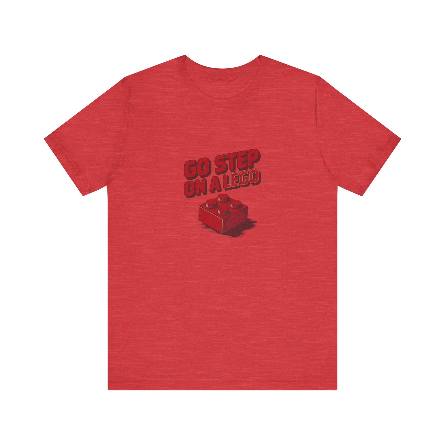 Go Step on a LEGO — Red Plastic Brick Retro Tee (Light)