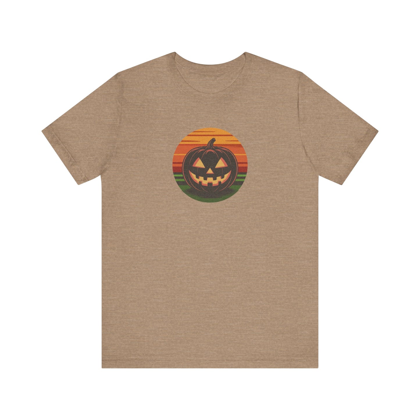 Retro Jack: Glowing Classic — Halloween Sunset Tee (Light)