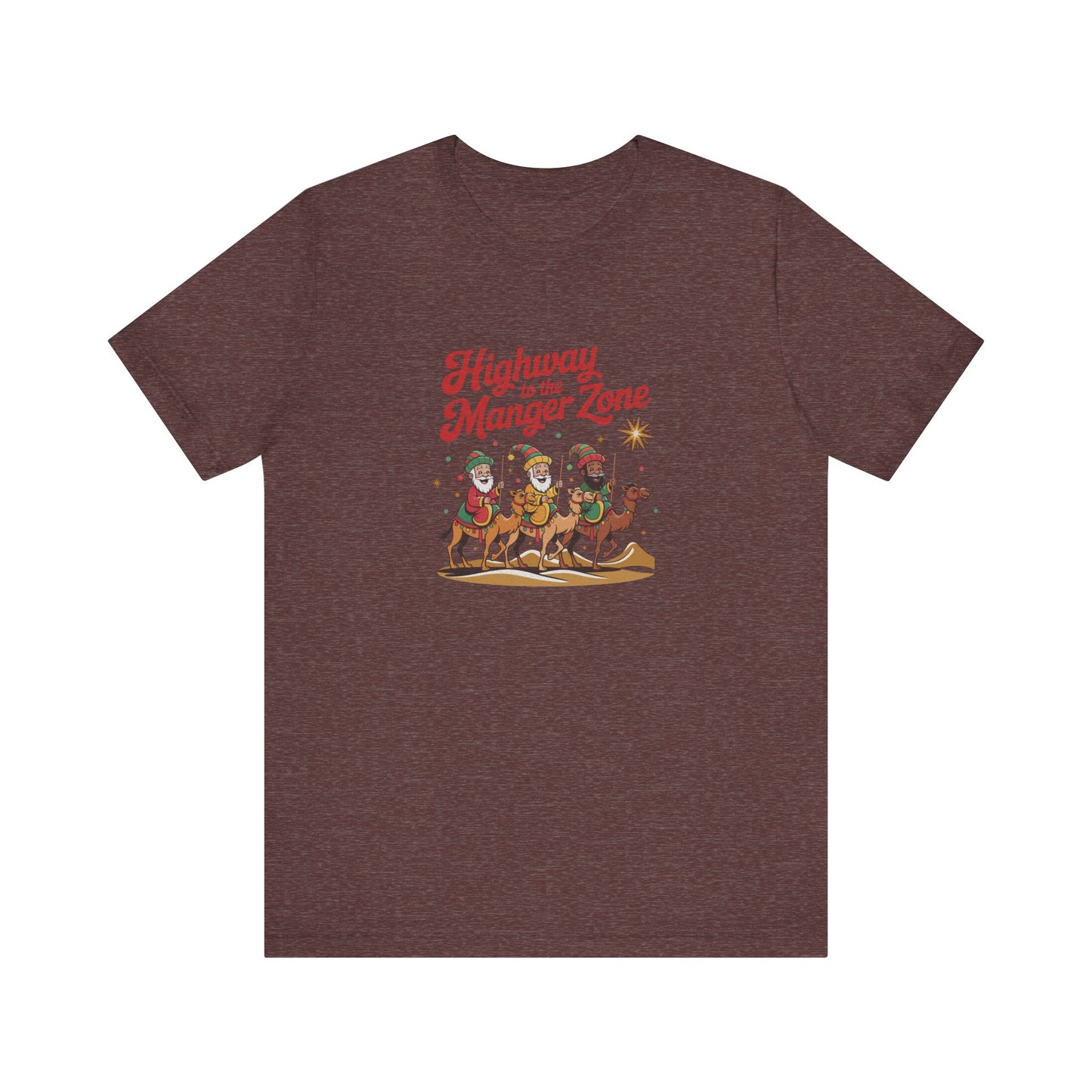 Highway to the Manger Zone — Top Gun-Inspired Christmas Retro Tee (Dark)