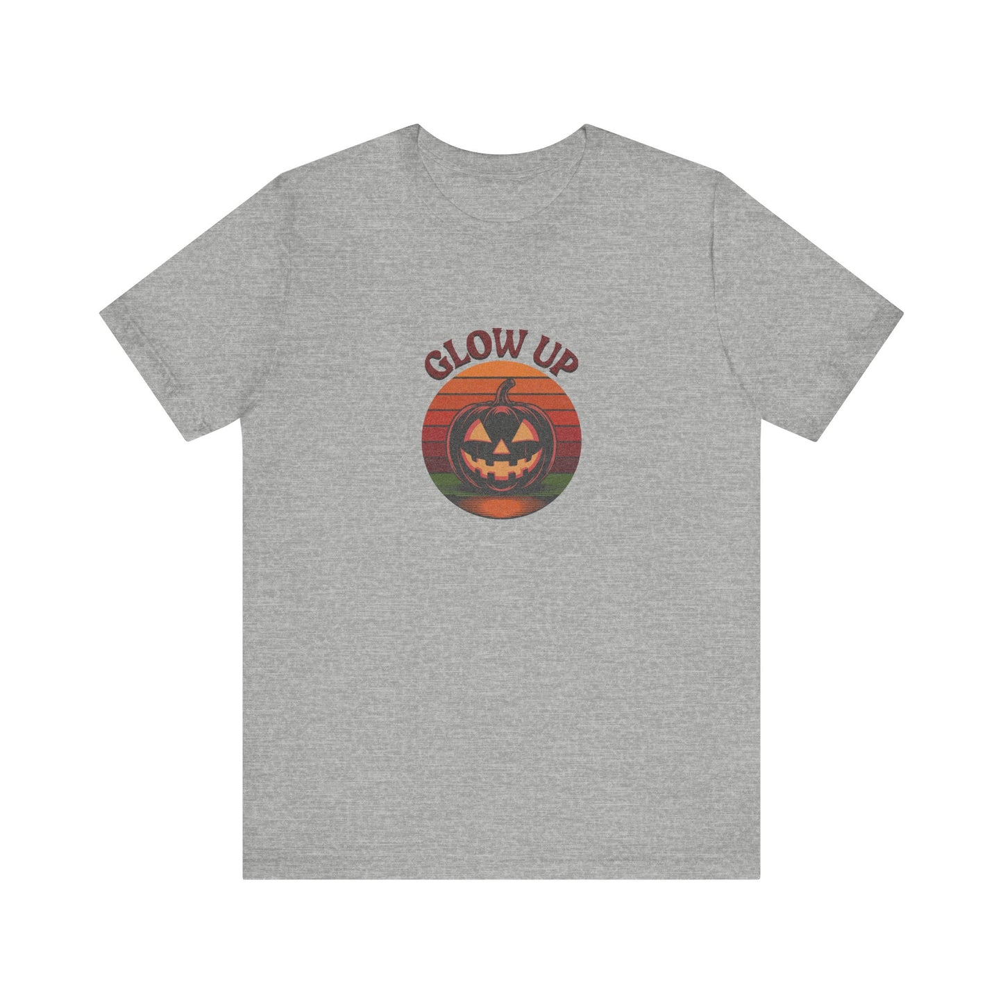 Halloween Glow Up Pumpkin — Retro Autumn Sunset Tee (Light)