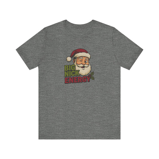 Big Nick Energy — Retro Santa Christmas Tee (Light)