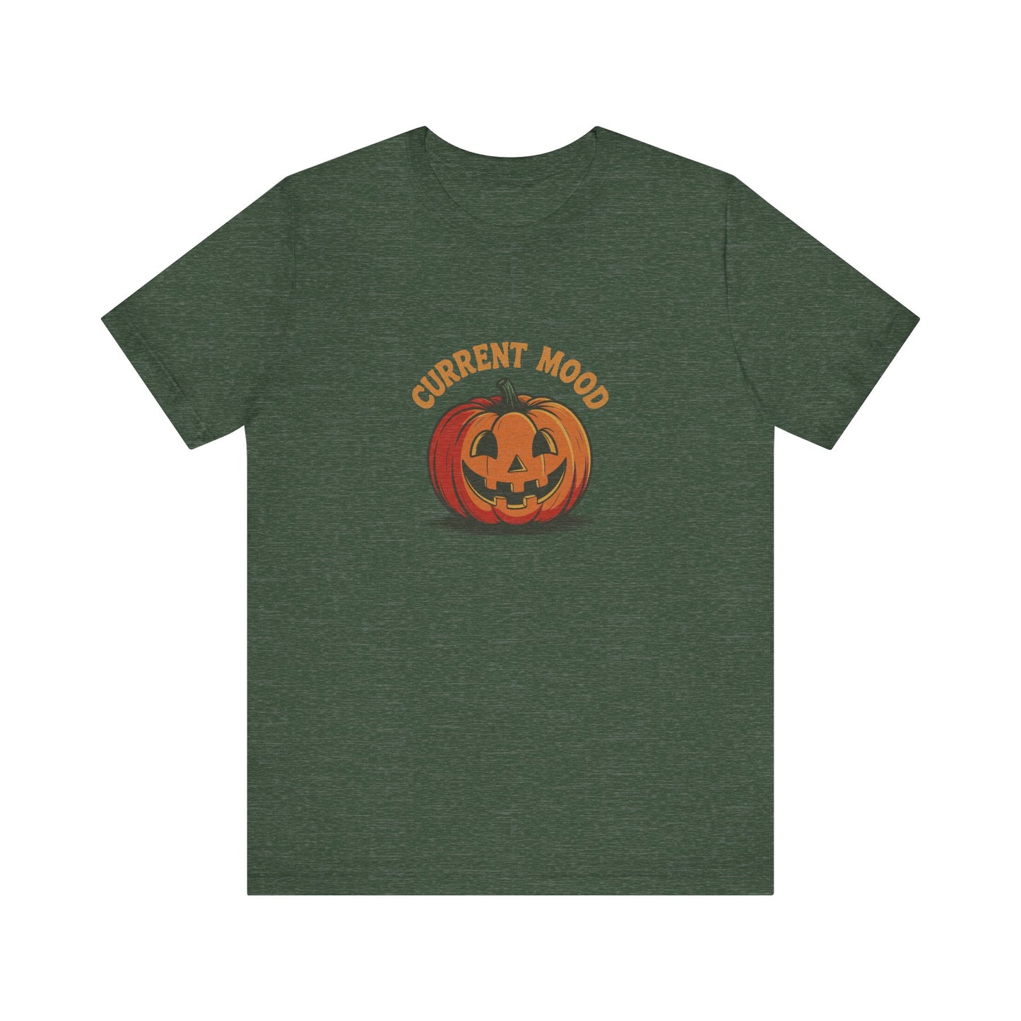 Current Mood (Classic Pumpkin) — Retro Halloween Tee (Dark)