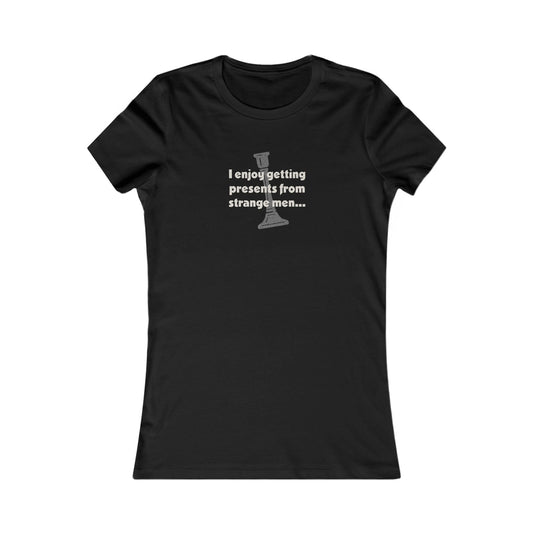 I Enjoy Getting Presents From Strange Men — Clue Retro Women's Tee (Dark)