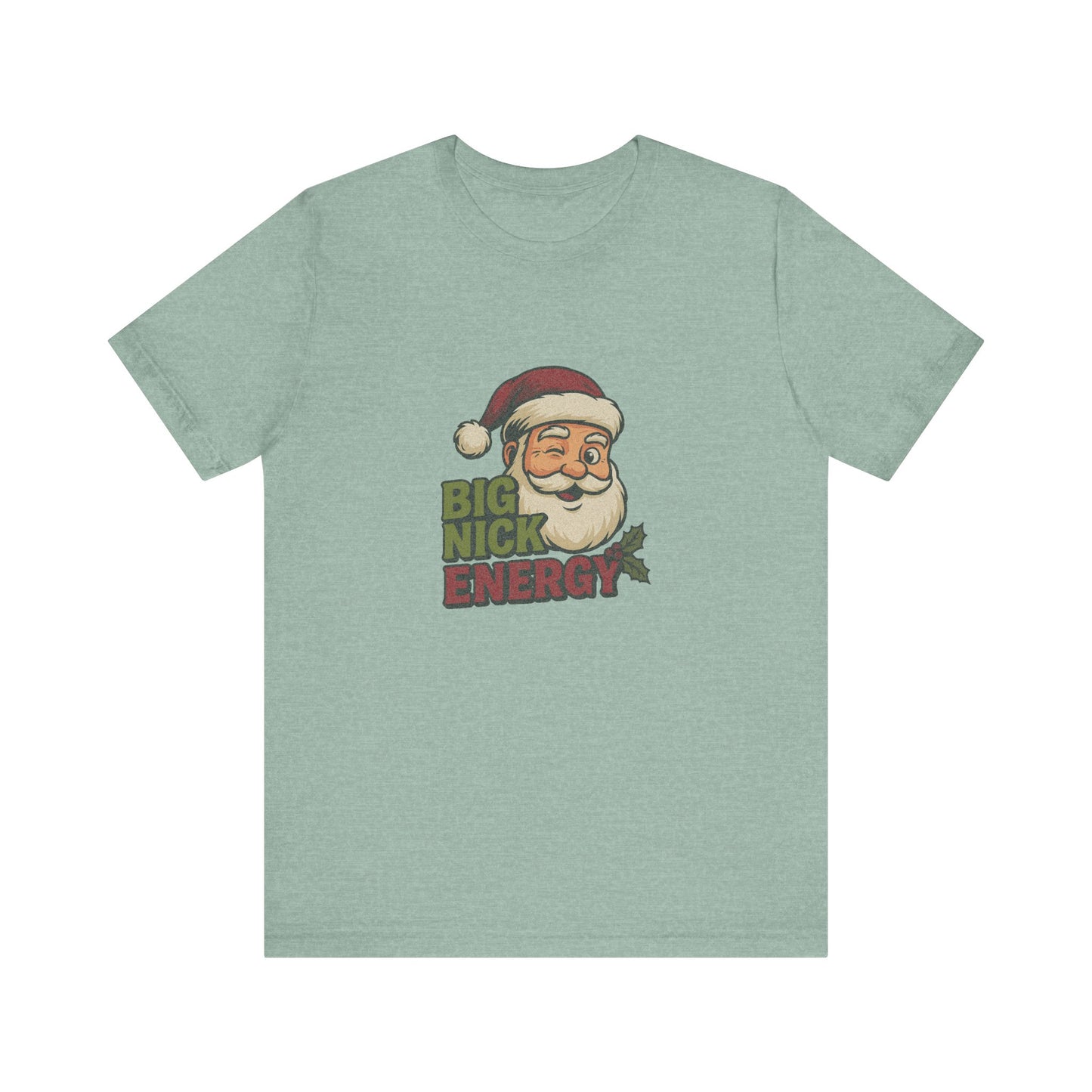 Big Nick Energy — Retro Santa Christmas Tee (Light)