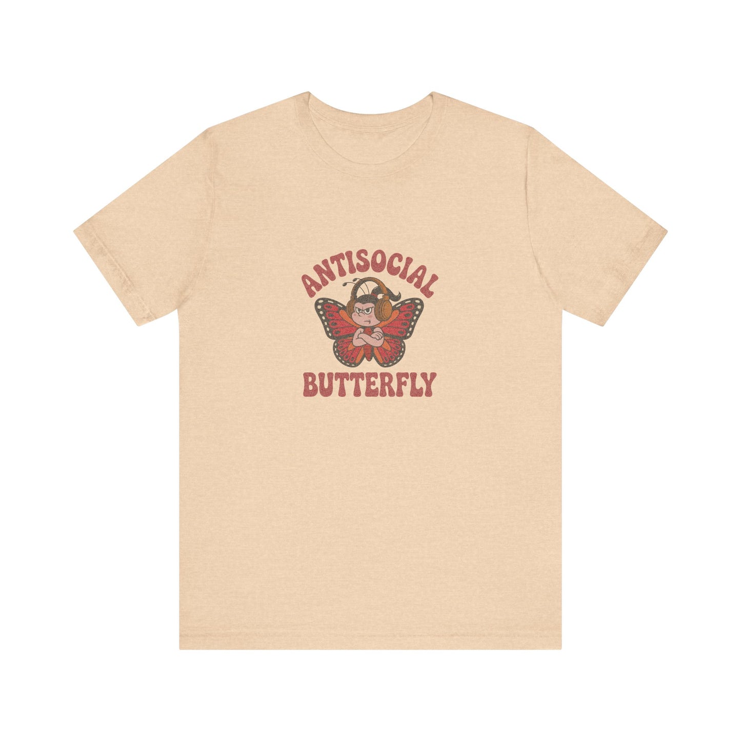 Antisocial Butterfly (Female) — Retro Workout Tee (Light)