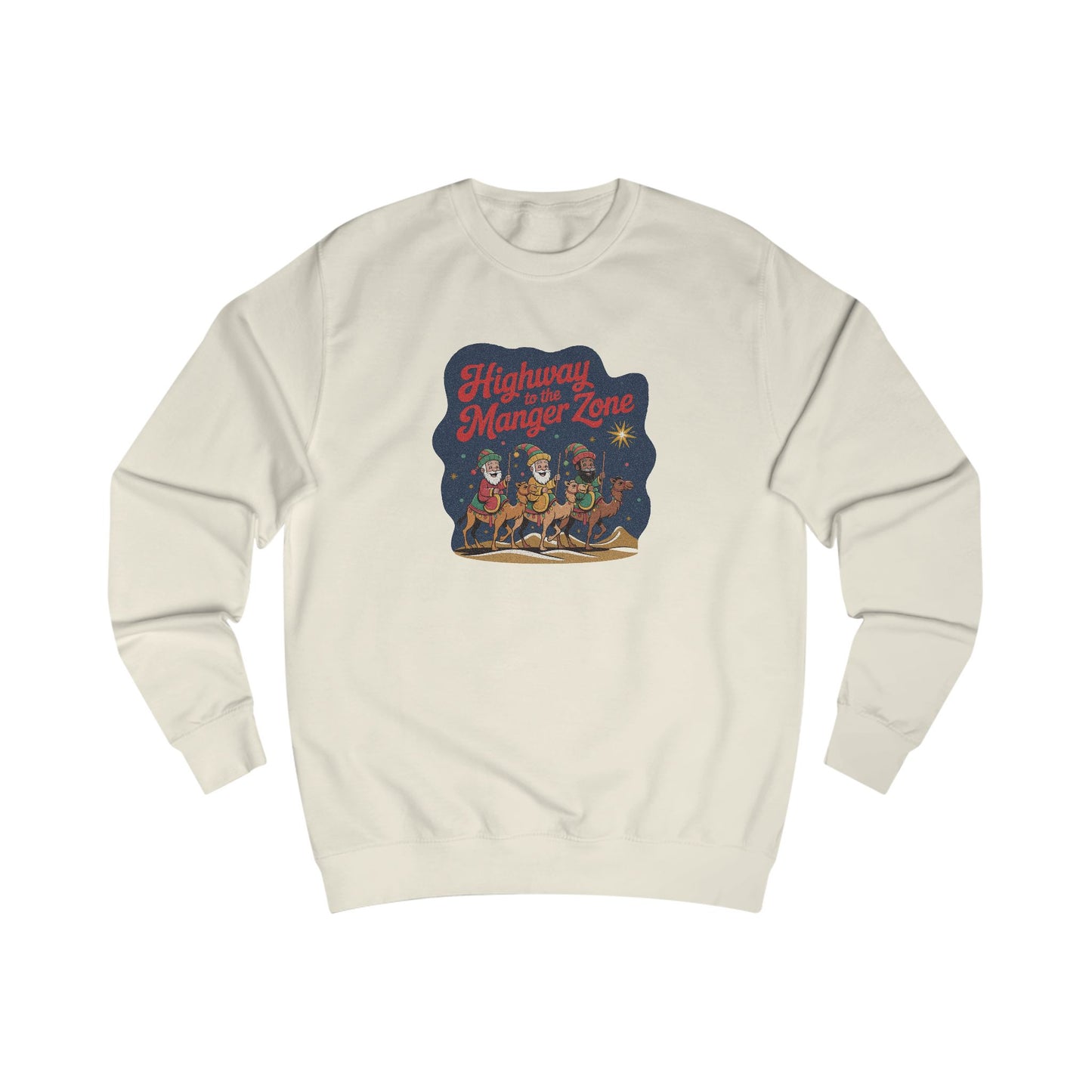 Highway to the Manger Zone — Top Gun Christmas Sweatshirt (Light)