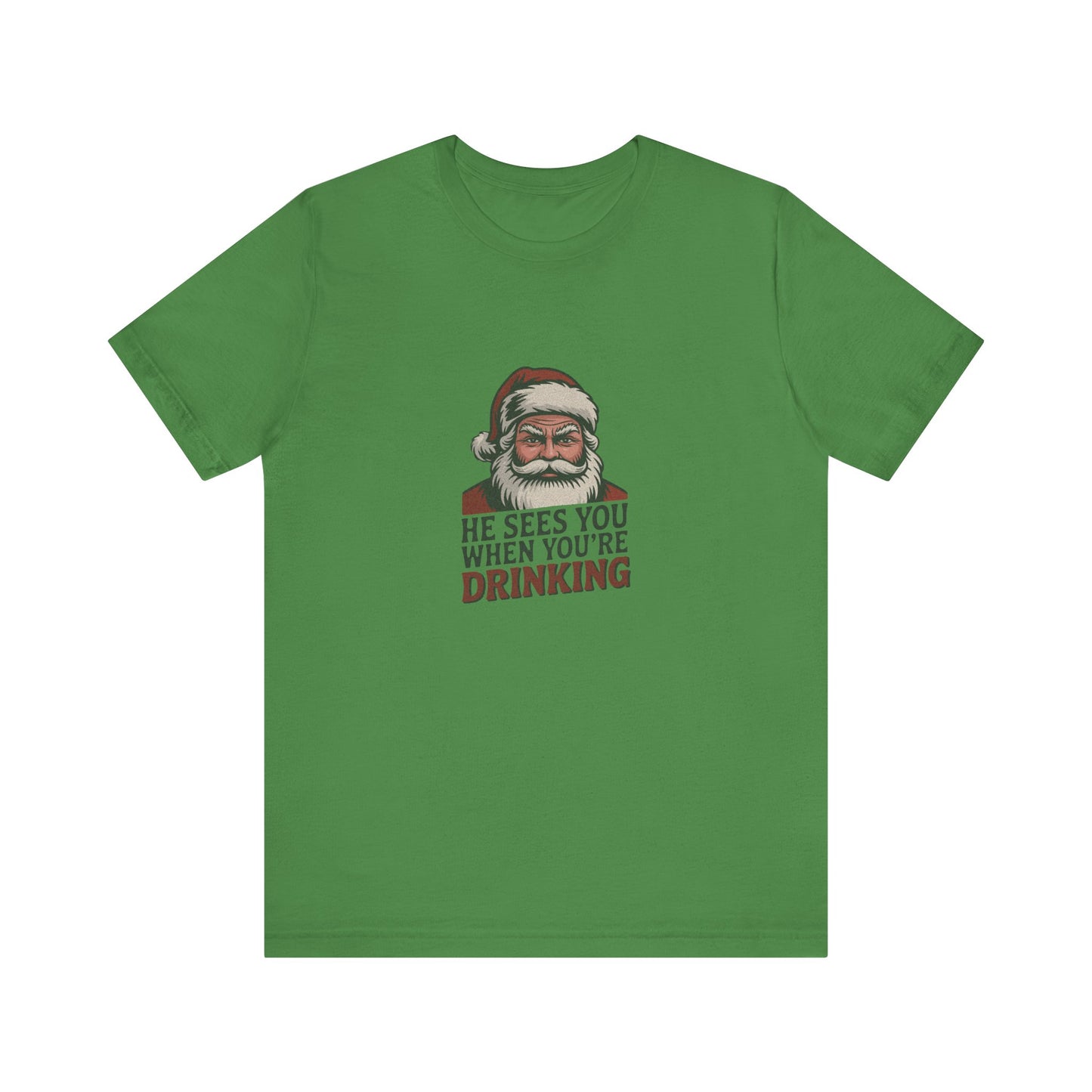 He Sees You When You're Drinking — Judgmental Santa Retro Tee (Light)