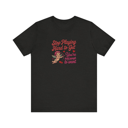 Stop Playing Hard to Get — Retro Cupid Tee (Dark)