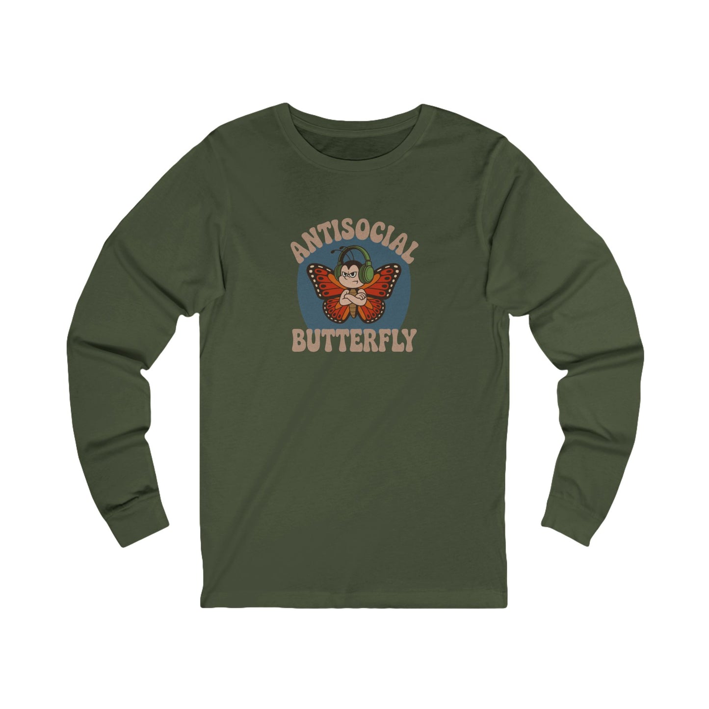 Antisocial Butterfly (Male) — Retro Workout Long Sleeve (Dark)