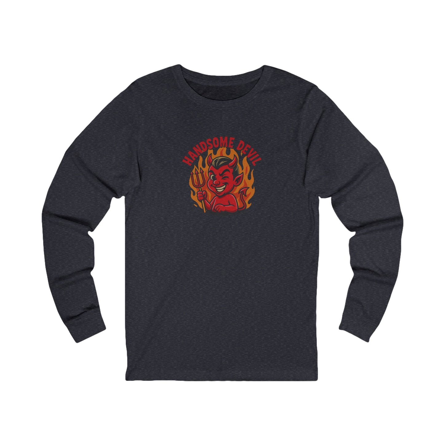 Handsome Devil — Fiery Retro Halloween Long Sleeve (Dark)