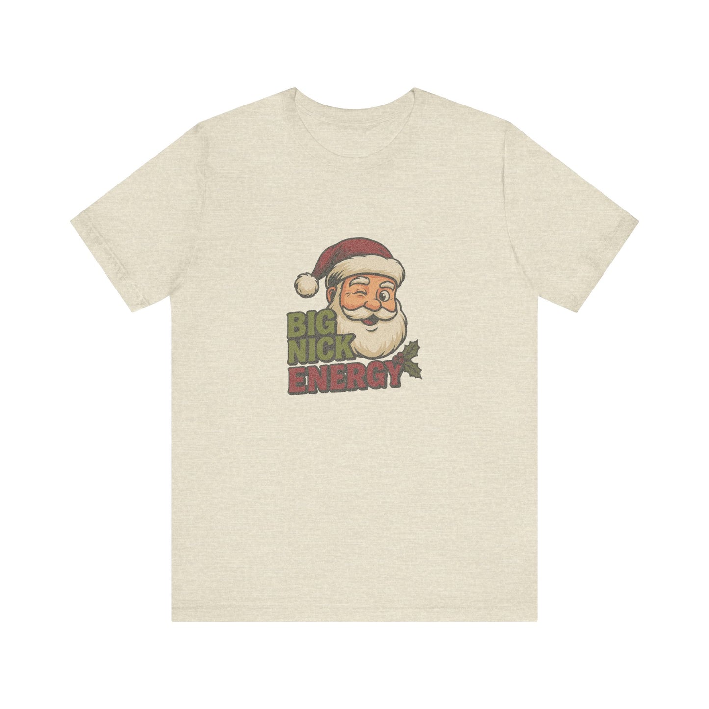 Big Nick Energy — Retro Santa Christmas Tee (Light)