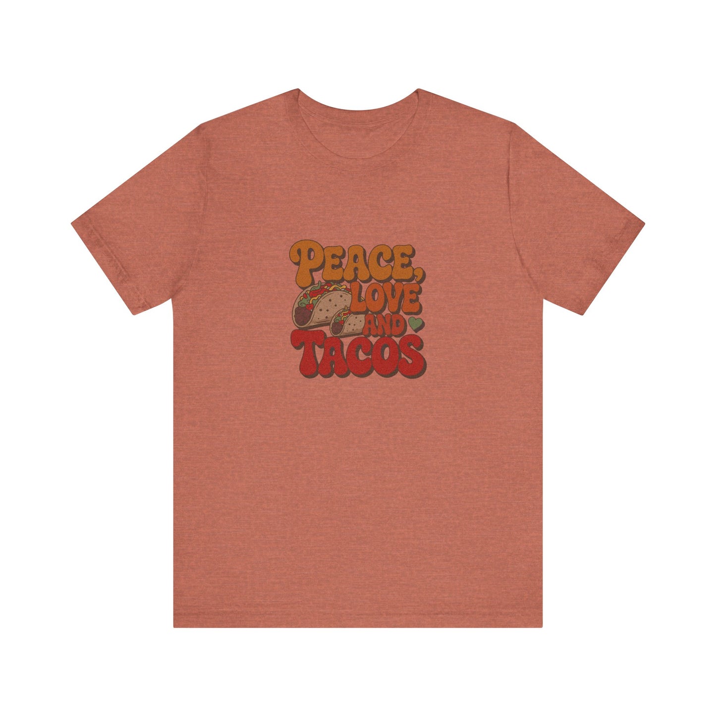 Peace, Love, and Tacos — Retro Foodie Tee (Light)