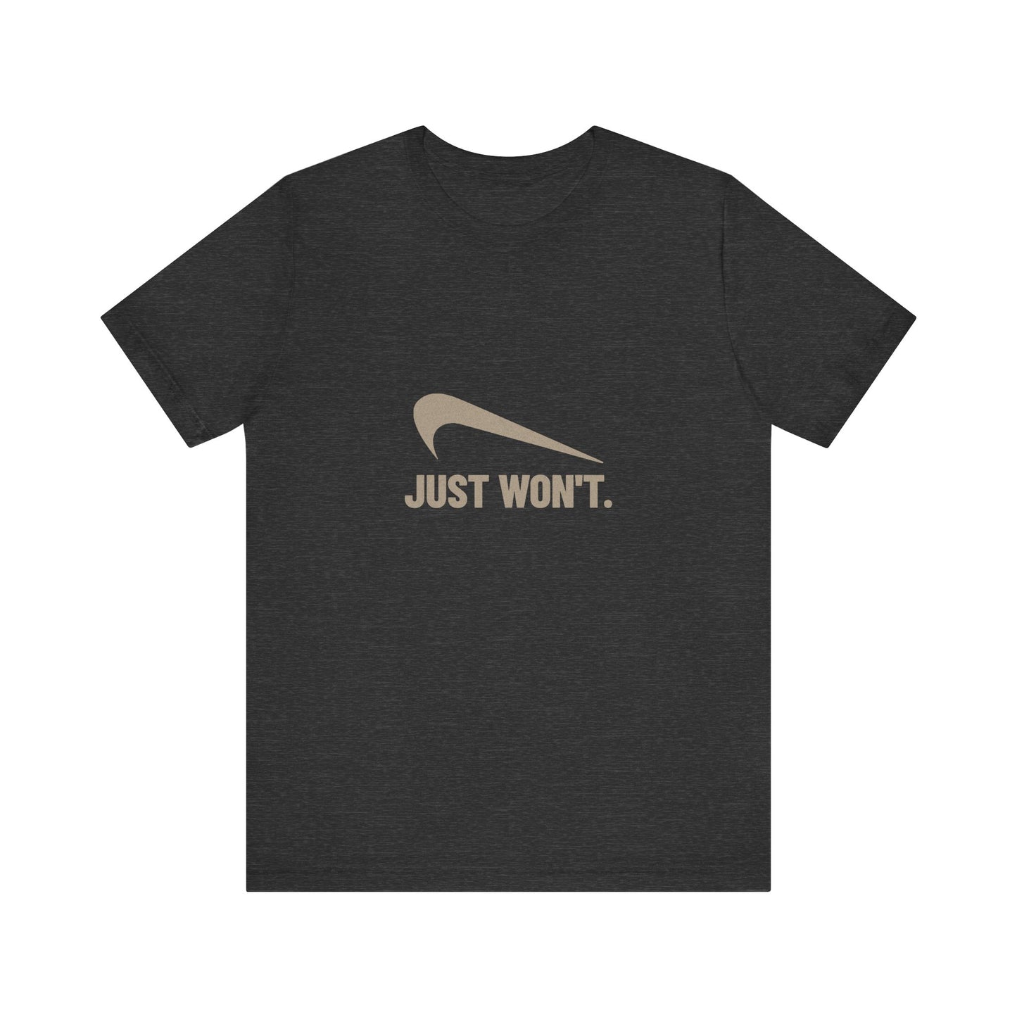 Just Won’t Athletic Parody — Retro Workout Tee (Dark)