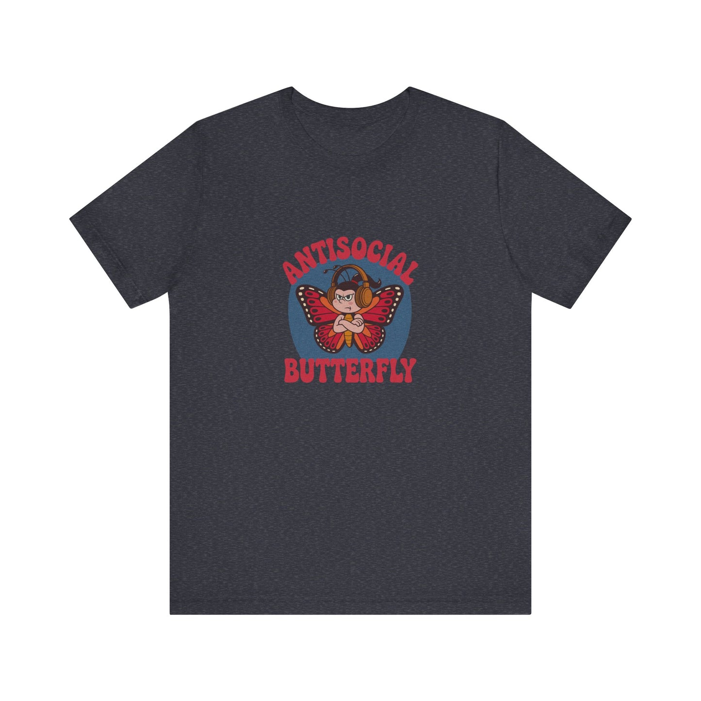 Antisocial Butterfly (Female) — Retro Workout Tee (Dark)