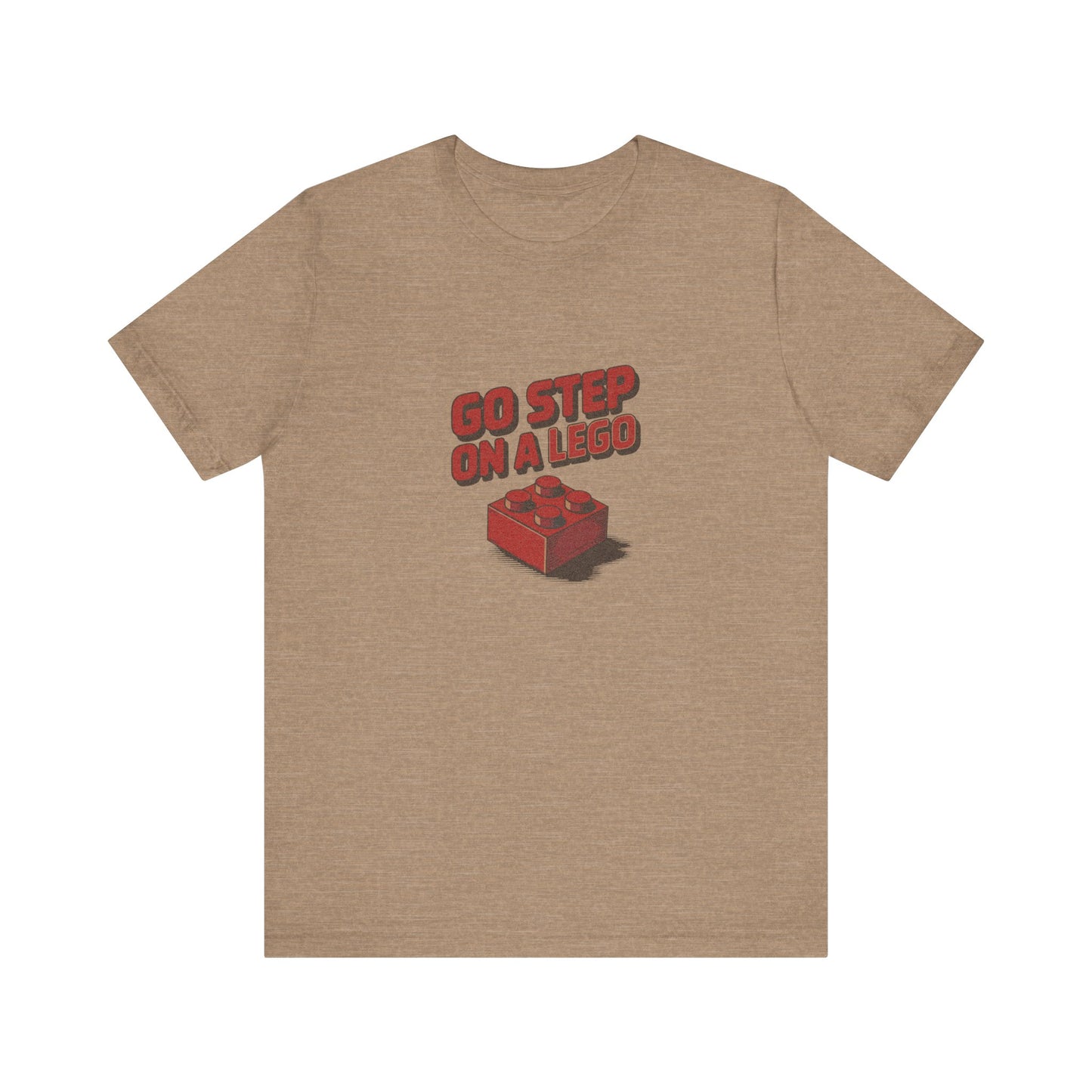 Go Step on a LEGO — Red Plastic Brick Retro Tee (Light)