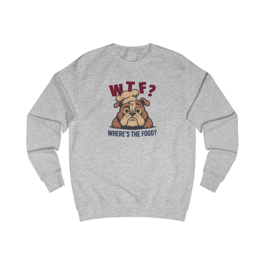WTF? Where’s the Food? — Bulldog Chef Retro Sweatshirt (Light)