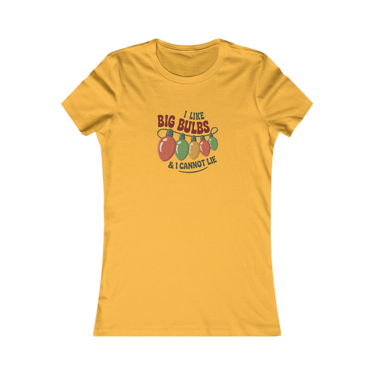 I Like Big Bulbs and I Cannot Lie — Christmas Lights Retro Women's Tee (Light)